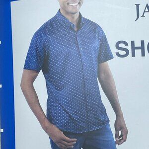Jachs New York Mens Short Sleeve Shirt Lightweight Blue Size L a0471